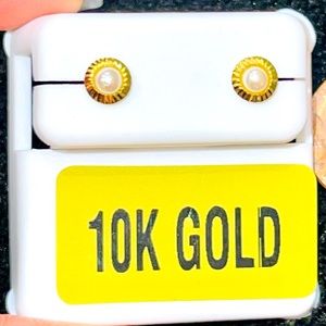 10k solid gold pearl earrings, real gold NOT plated, best gift for all ages SALE